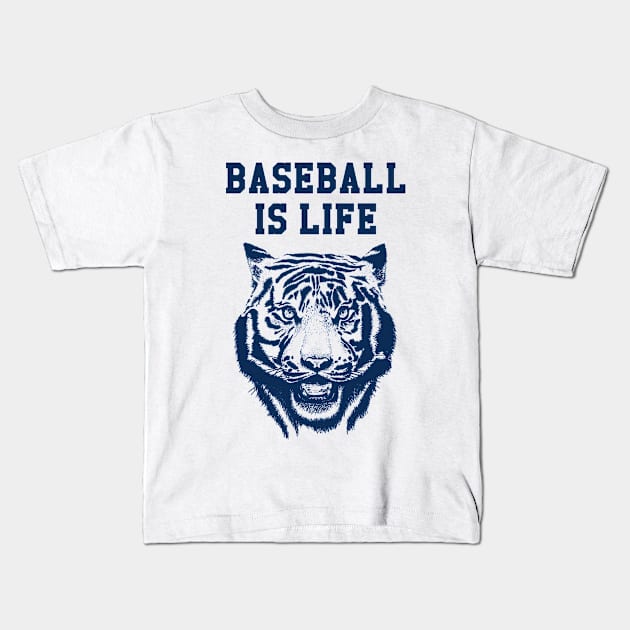 Baseball is Life Blue Kids T-Shirt by bens black line art